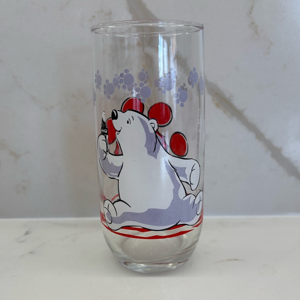 Vintage 1999 Coca Cola Polar Bear Paw Print Glass Tumbler Collectible